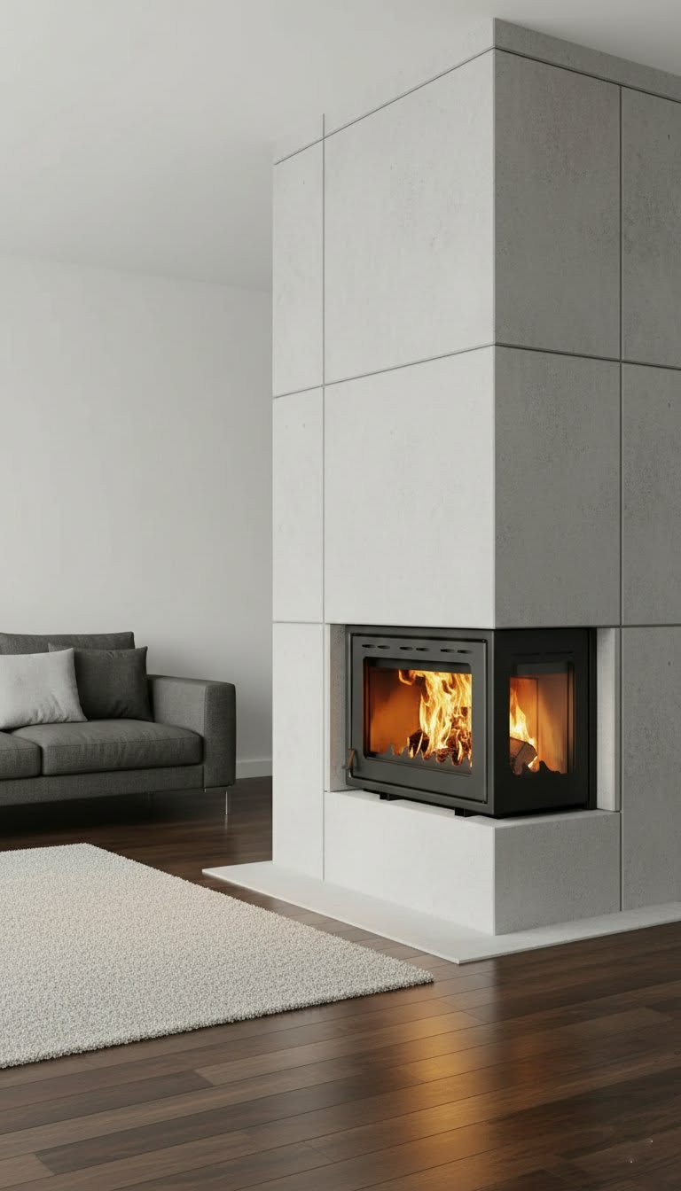 Ugaoni kamin na drva Prity O - ugradni