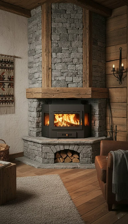 Ugaoni kamin na drva Prity A - ugradni